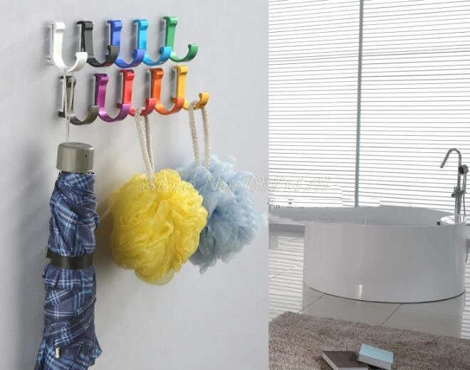 

200pcs Modern Aluminum alloy Color Hooks Kitchen Door Rear Coat Wall Hooks For Clothes Bathroom furniture Accessories