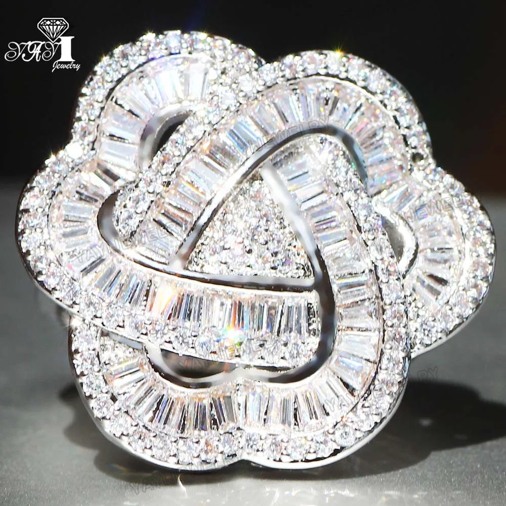 

YaYI Jewelry Princess Cut 9.7 CT White Zircon Silver Color Engagement Rings wedding Heart Rings Girls Party Rings Gifts 858