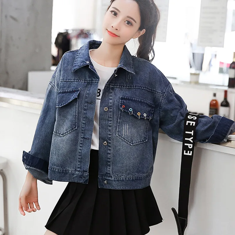 New 2018 Autumn Winter Denim Coat Women Long Sleeve Hoodie BF Denim Jacket Jean Vintage Outwear Harajuku Oversize Jacket Fashion Coats