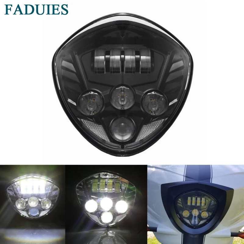 

FADUIES Black Motorcycles LED Headlight Headlamp Kit 12V With High & Low Beam For Victory Cross Country
