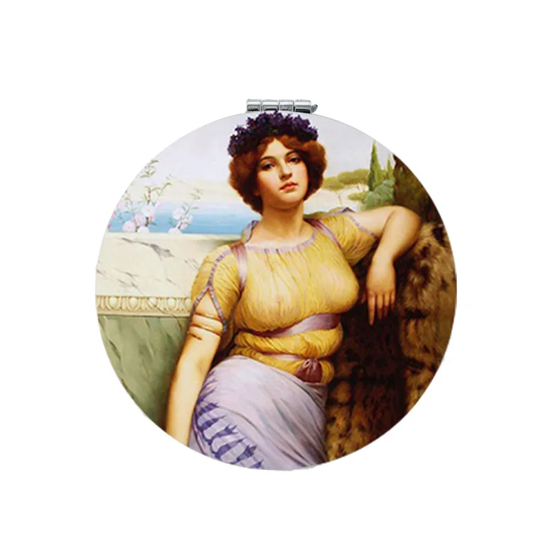 

JWEIJIAO The Birth of Venus espejo de maquillaje the World Classic Painting Round 1X/2X Magnifying leather pocket mirror WD39