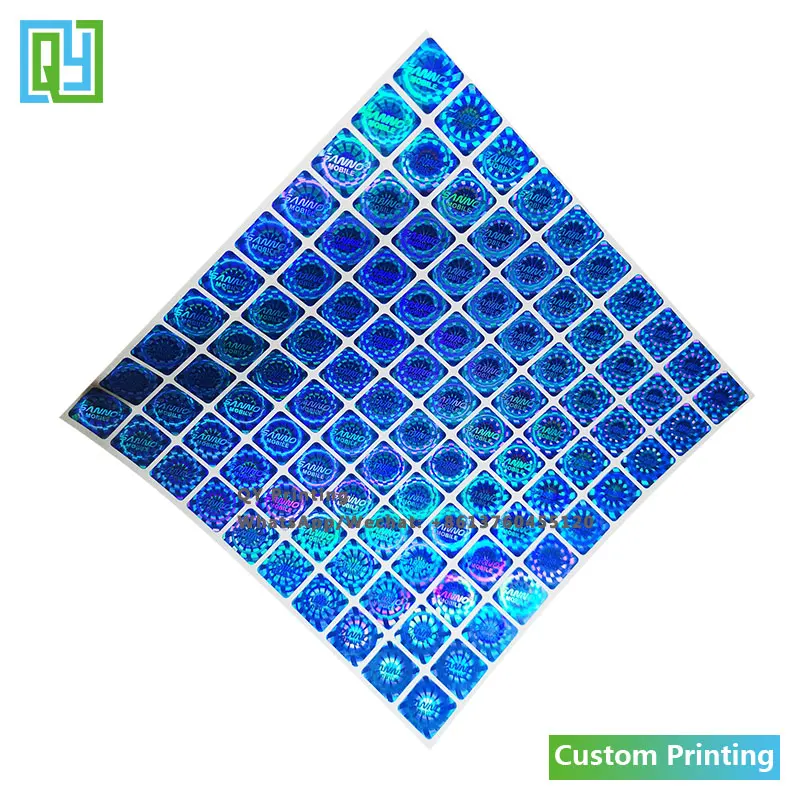10000pcs 19x19mm 무료 배송 사용자 정의 인쇄 블루 호 일 홀로그램 스티커 3D 블루 레이저 홀로그램 이름 로고 보안 인감 레이블