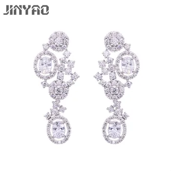 

JINYAO Luxury Gold Color Big Zircons Long Earrings for Women Luxury Bridal Wedding Jewelry Christmas Gift