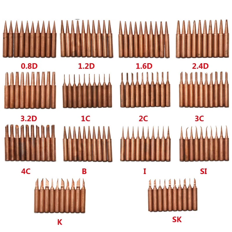 SZBFT 15kinds Diamagnetic copper soldering iron tip Lead-free Solder tip 933.376.907.913.951,898D,852D+ Soldering Station