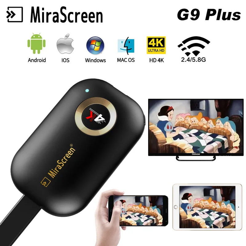 Mirascreen G9 Plus 2,4G/5,8G 4K беспроводной HDMI Wifi дисплей ключ зеркальное зеркало Miracast Airplay DLNA приемник для Android iOS