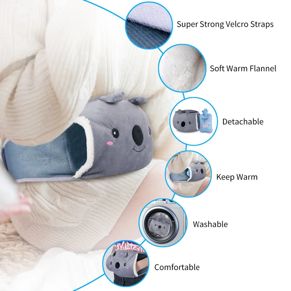 SKL Home Outdoor Warm Waterbag Rubber Hot Water Pouch with Soft Plush Hand Waist Warmer Cover Safety Hot and Cold Therapy