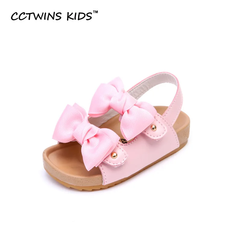 

CCTWINS KIDS 2017 Summer Baby Girl Brand Toddler Princess Pink Beach Sandal Children Fashion Kid Bow Strap Party Dress Flat B781