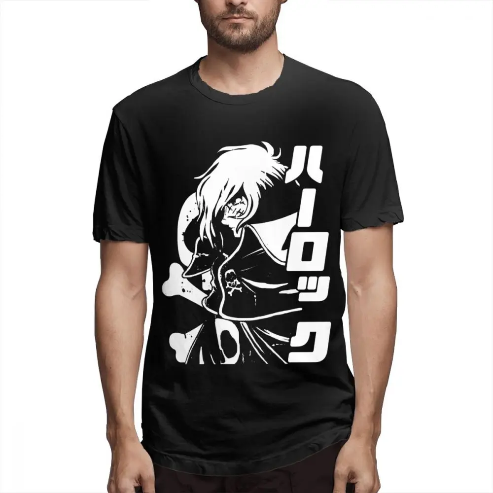 

Men Space Pirate Captain Harlock Albator Anime New Tee Shirt Round Neck Quality La Camiseta Plus Size