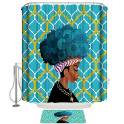 Африканская Женская занавеска для душа и коврик набор шторы для ванной из водонепроницаемой ткани занавеска
