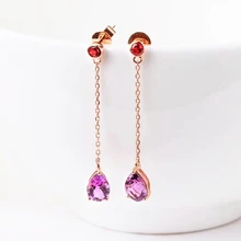gemstone jewelry wholesale new-designed trendy 18k gold natural purple crystal amethyst earring for women wedding engagement gemstone jewelry wholesale new-designed trendy 18k gold natural purple crystal amethyst earring for women wedding engagement