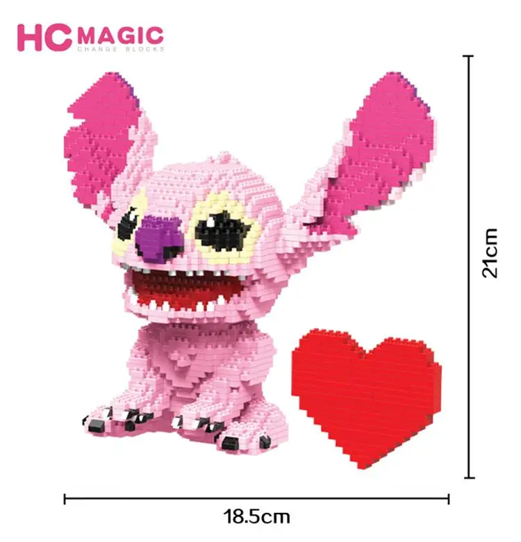 

HC Magic Blocks Cartoon Character Lilo Stitch Building Bricks Educational Anime Model Children Toys Kids brinquedos Girls Lovely