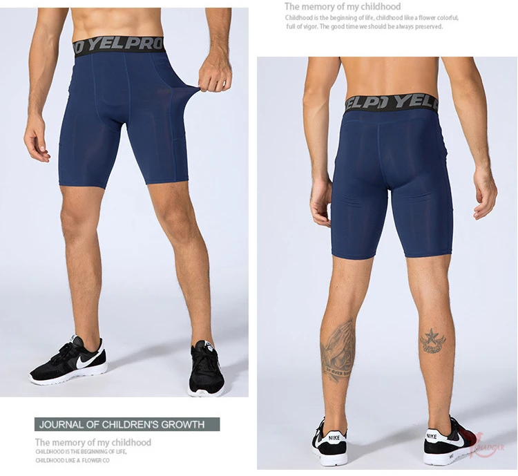 Летние Компрессионные шорты для бега с карманами, мужские однотонные эластичные леггинсы для бега, быстросохнущие трико для занятий фитнесом, одежда