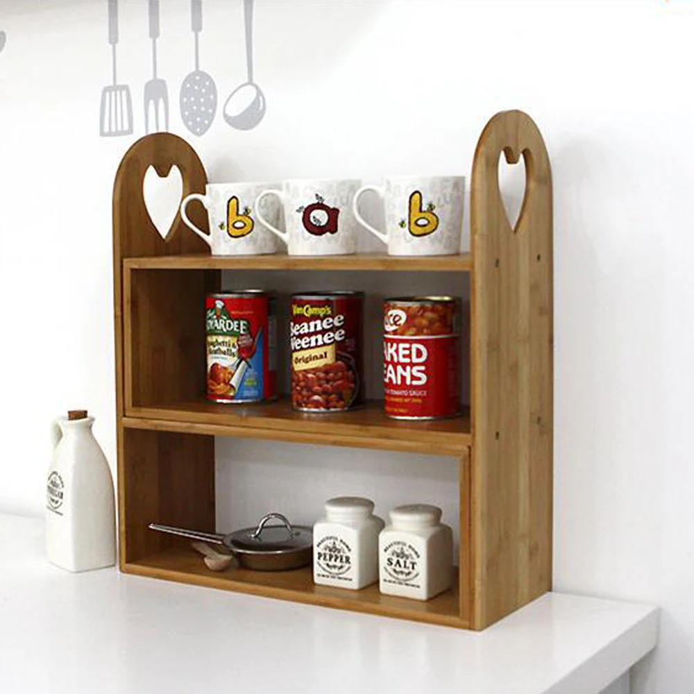  A1 Kitchen multifunctional seasoning rack simple bamboo racks kitchen storage shelf dish storage ra - 32910013939