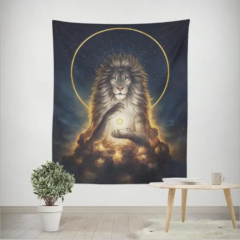 Nordic животного гобелен волк Лев стене висит арт Сова ковер с оленем одеяло домашний украшение для спальной Современный Настенный декор - Цвет: 7