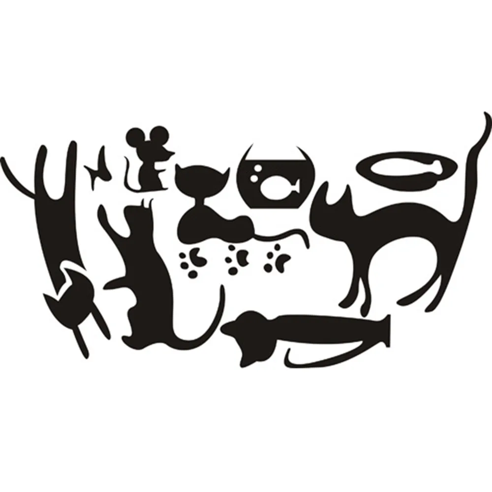 home decals kit lovely playing cats animals wall stickers kids room decoration
