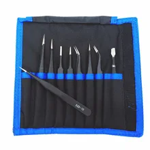 Milda 9 шт. инструменты для пинцета ESD комплект прецизионных антистатических пинцетов набор пинцетов из нержавеющей стали ручные инструменты Инструменты для ремонта