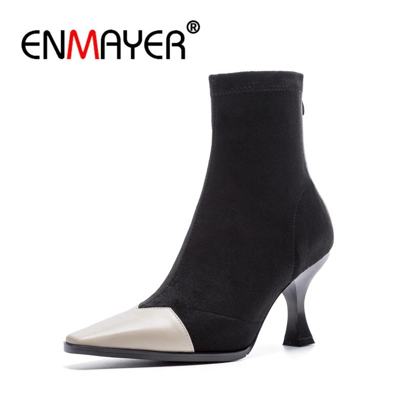 Mujer De Pie black Zapatos Cr449 Tacón Botas Mujeres Gamuza Moda Del Apricot Invierno Nueva Alto Puntiagudo 2018 Enmayer Dedo wSqfcXZpf