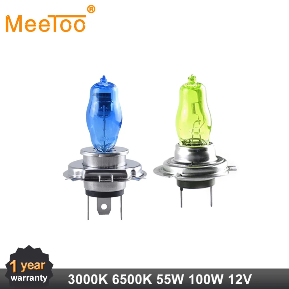 Галогенная лампа MeeToo 12V 55 W/100 W 6000K 3000K H4 P43T H4, Автомобильная галогенная лампа дальнего и ближнего света, супер белая, желтая, автомобильная фара