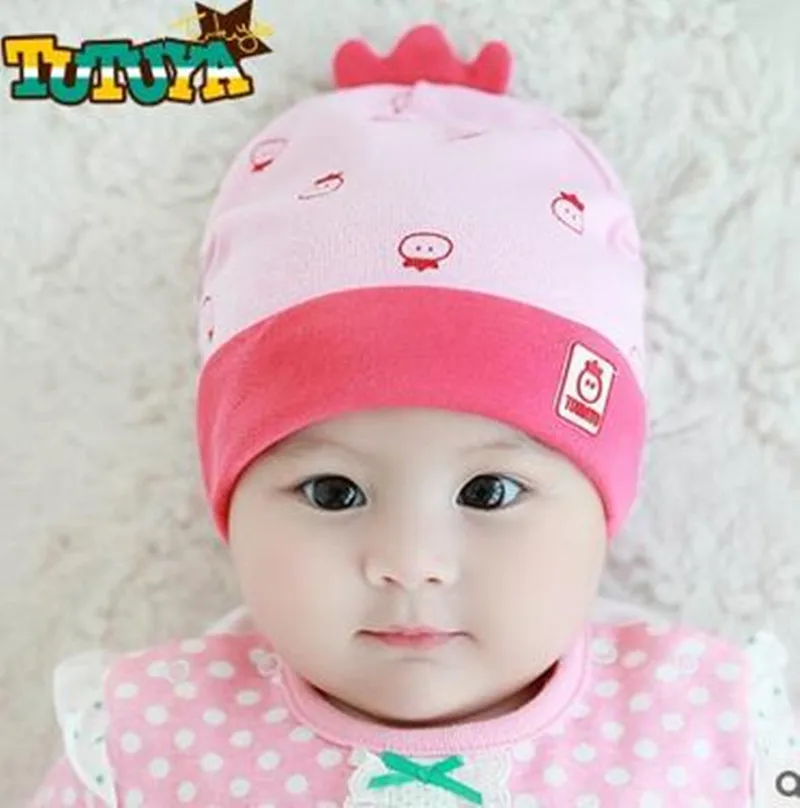 3 8 Month New Lovely Crown Design Baby Cotton Hats Beanies Children