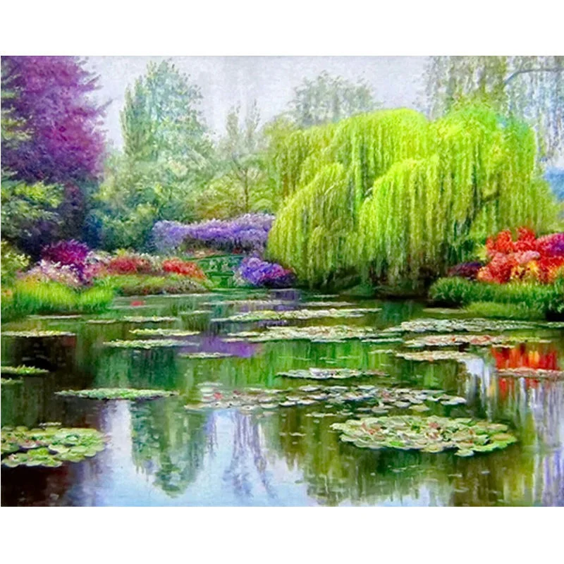 

Kexinzu 5d Full DIY Square Round Diamond Painting Cross Stitch Kit-Lake willow-3d Embroidery Mosaic Resin Home Decor Gift K522