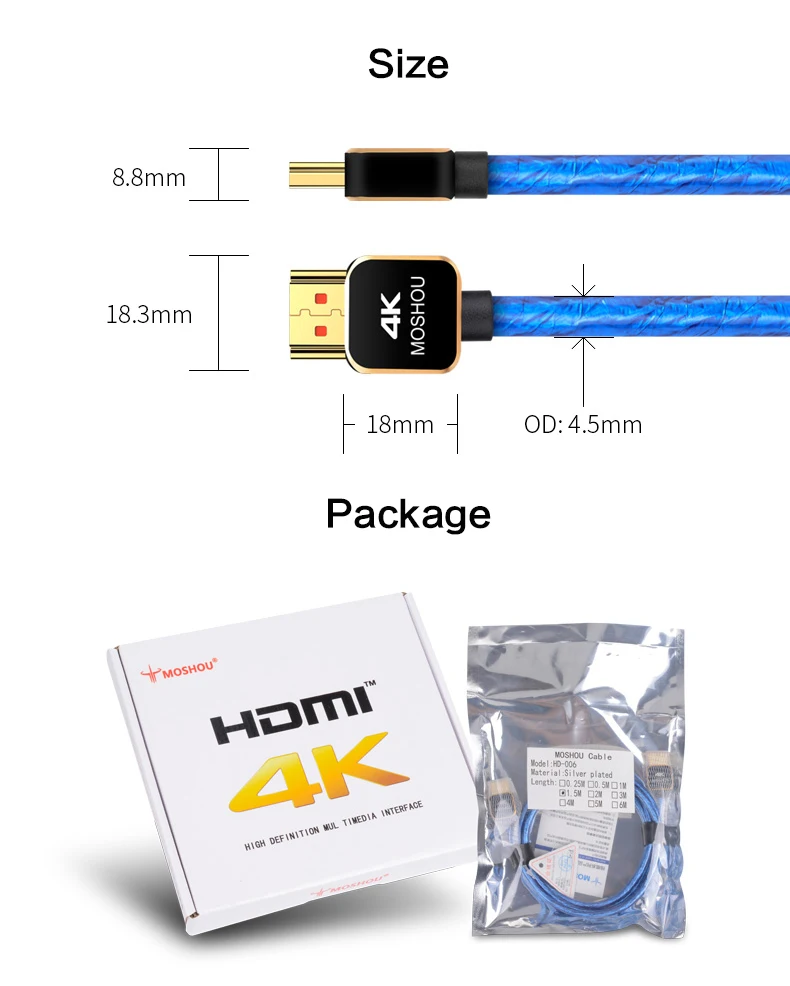 MOSHOU профессиональный в энтузиасте HDMI 2,0 кабель 4 k@ 60Hz HDMI 2,0 кабель 18Gbs высокое качество посеребренный сердечник 2 м 5 м HDMI 2.0a