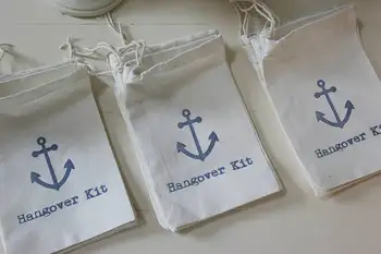 

Anchor muslin cotton birthday wedding Hangover Kit jewelry favor Bags Bachelorette hen bridal shower Champagne Party gift bag