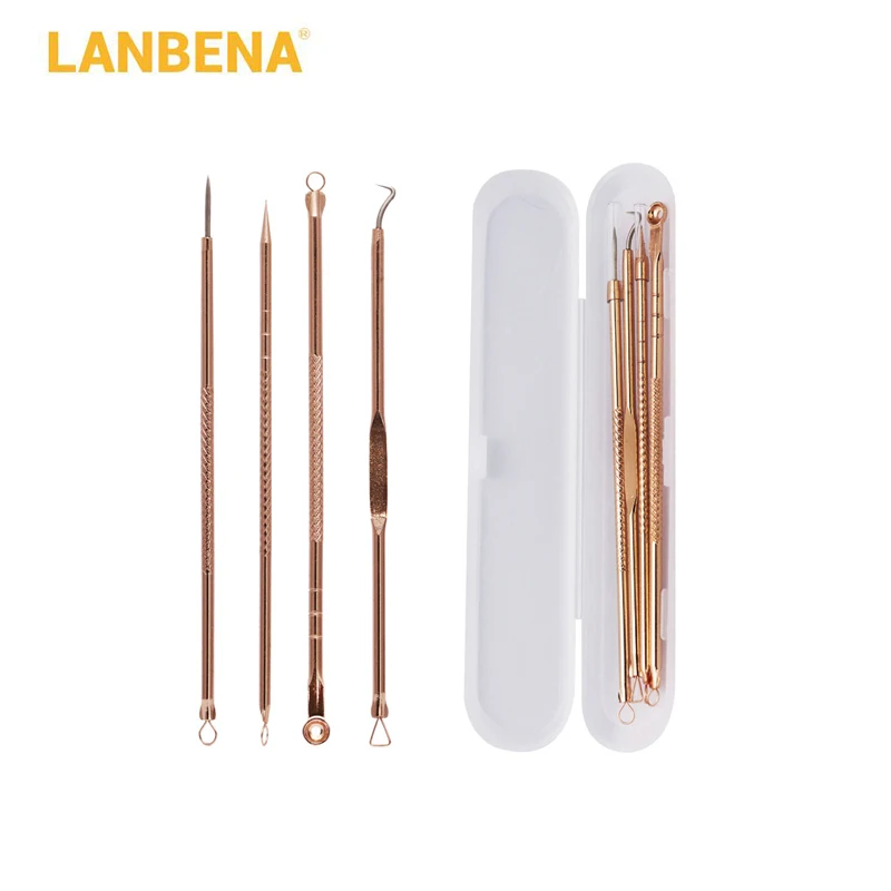 LANBENA 4 шт. розовое золото игла для удаления прыщей угрей экстрактор Очищение лица