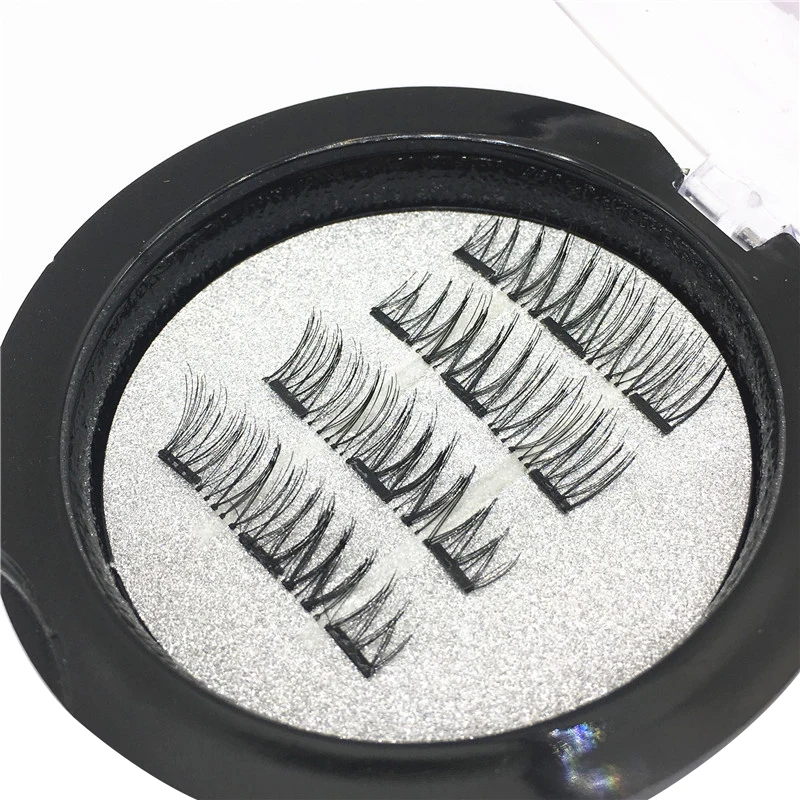 

4Pcs Natural No Allergy 3D Three Magnetic False Eyelashes No Glue Ultra-Thinner Magnet Fake Eye Lashes Extension Tools