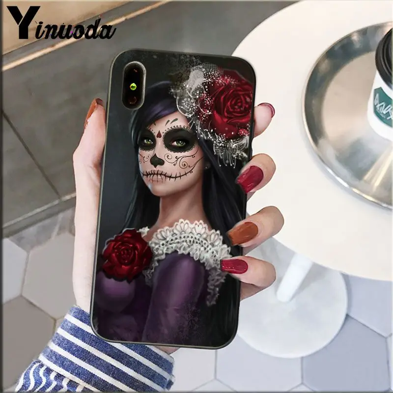 Catrina beautiful rose girl Skull Art