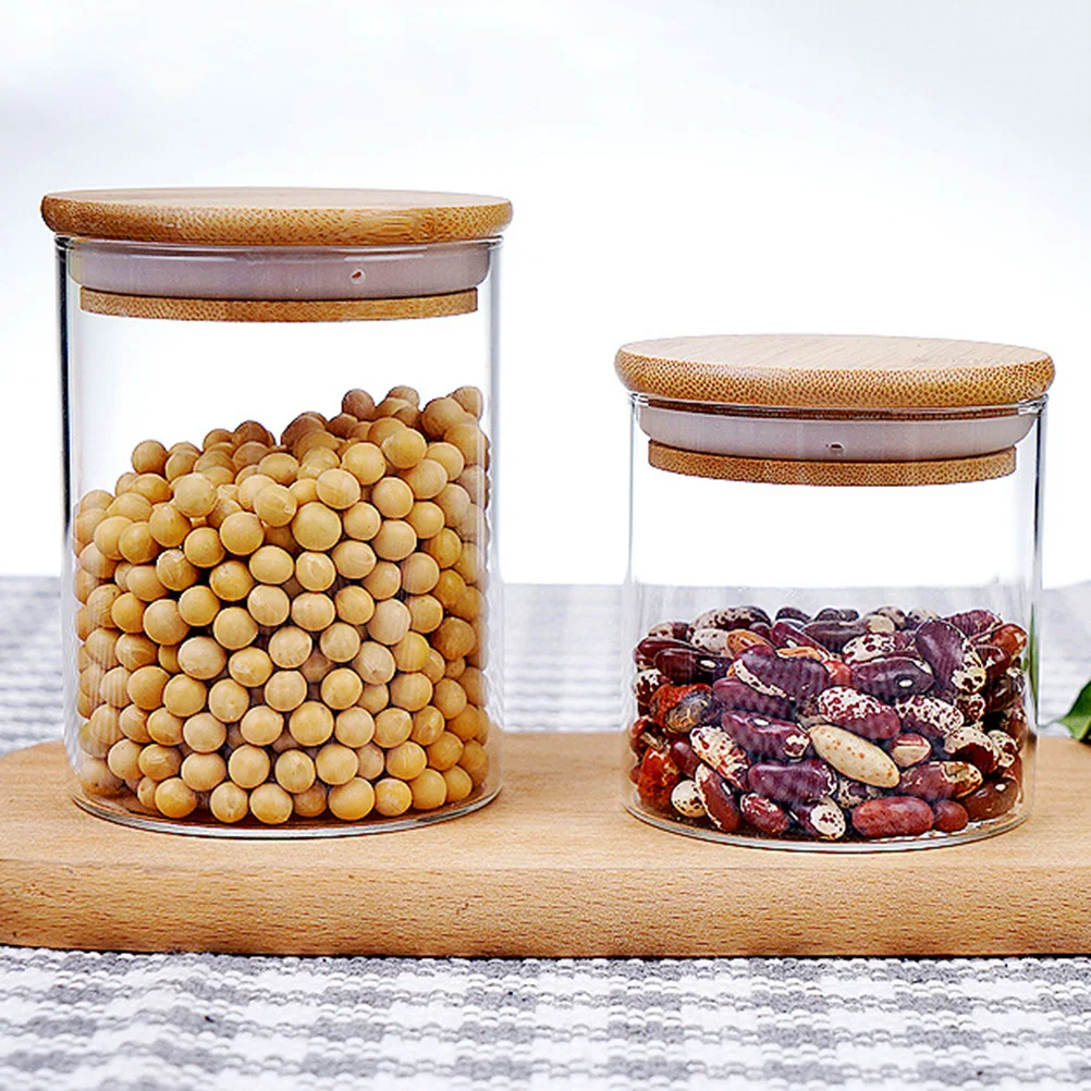 1 шт. стеклянная банка герметичный контейнер для хранения продуктов с деревянной крышкой для сахара, чая, соли, кофе в зернах