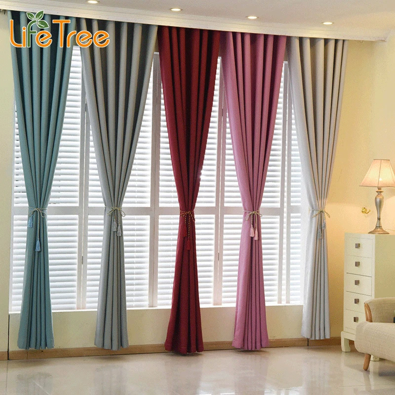 

Modern Linen Curtains for Living Room Bedroom Solid Window Blackout Custom Made 23 colors