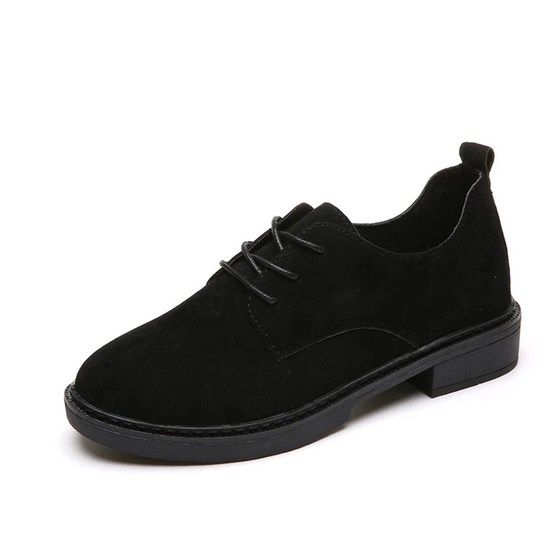MCCKLE/осенние туфли на низком каблуке в стиле ретро; женские замшевые туфли на платформе со шнуровкой; удобная элегантная женская модная Классическая обувь - Цвет: black