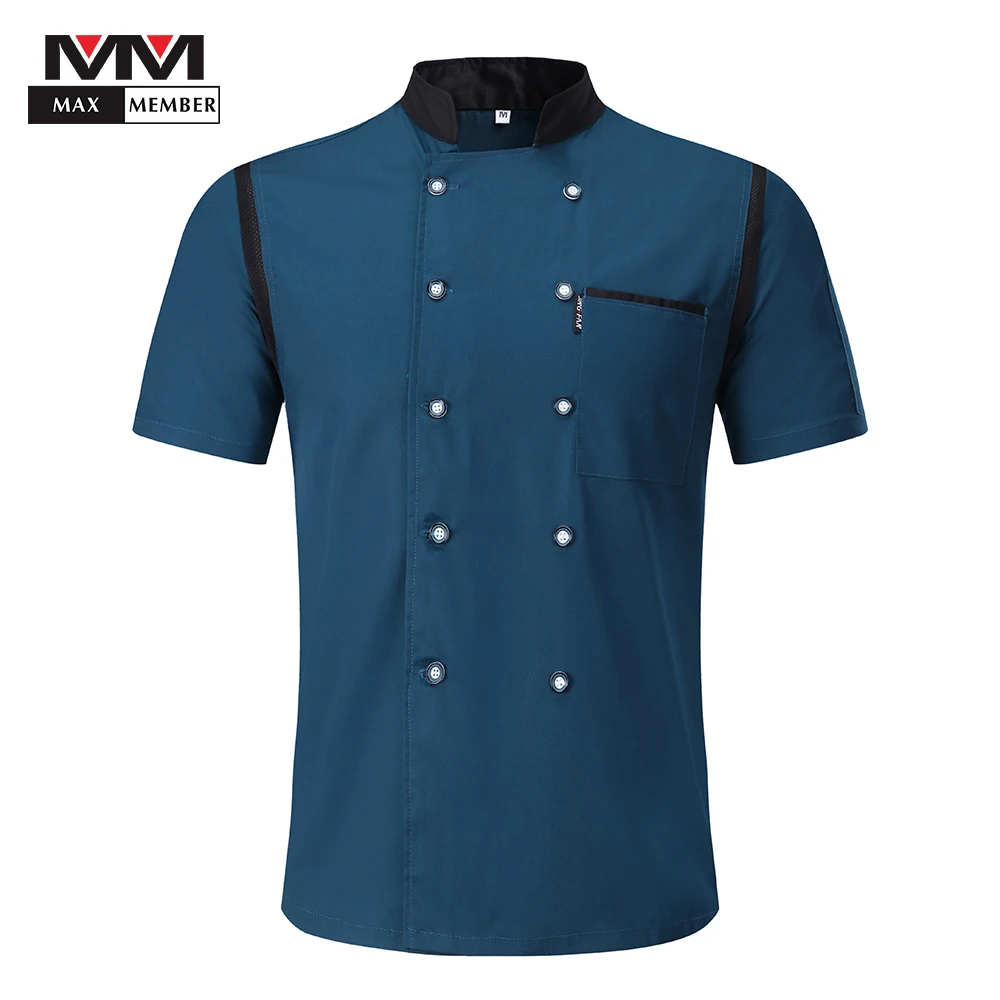 

Men Women Mesh Patchwork Breathable Chef Jackets Double Breasted Catering Restaurant Kitchen Work Clothes Waiter Uniforms Aprons