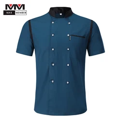 Hombres Mujeres Malla Patchwork Transpirable Chef Chaquetas Doble Botonería Restaurante de Cocina Ropa de Trabajo Camarero Uniformes Delantales Hombres Mujeres Malla Patchwork Transpirable Chef Chaquetas Doble Botonería Restaurante de Cocina Ropa de Trabajo Camarero Uniformes Delantales