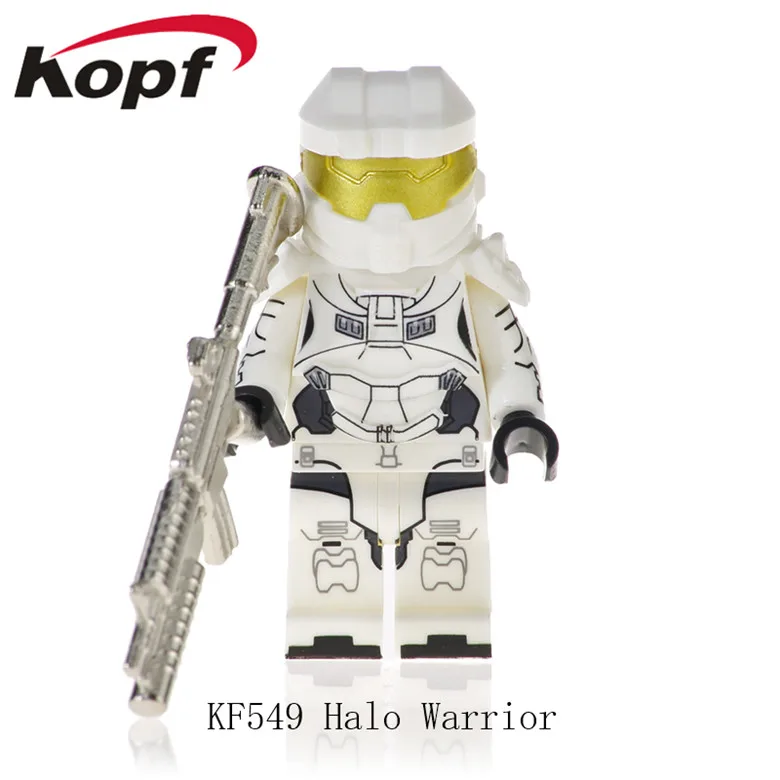 KF542 Одиночная строительные блоки Halo Spartan Solider с реальным металлическим оружием кирпичи Экшн фигурки Обучающие Подарочные игрушки для детей