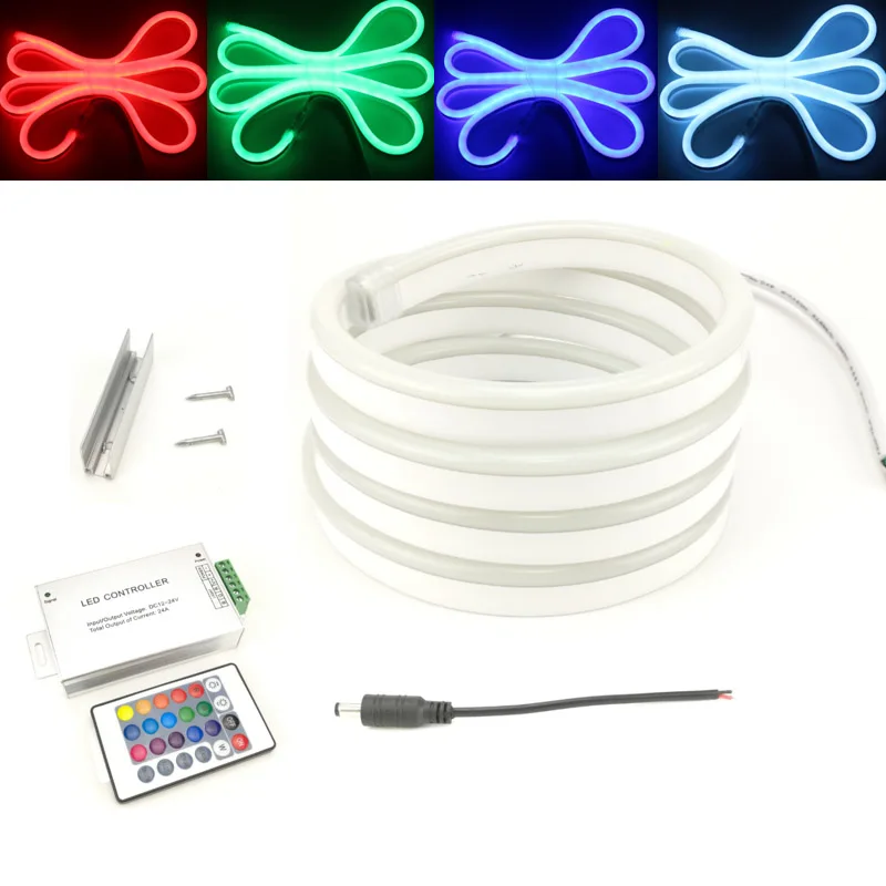 12 вольт светодиодный RGB неоновый светильник полосы DIY 5050 трубка фантастические