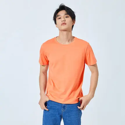 SEMIR summer cotton T shirts men 2021 simple o neck stretch solid new tops clothing casual tshirt man streetwear cool tee shirts orange red