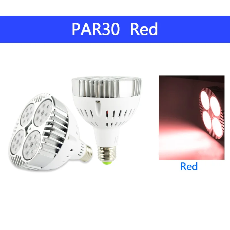GreenEye PAR30 35 Вт Светодиодный светильник, светодиодный прожектор переменного тока 220 в 240 В RGB Светодиодный прожектор для домашнего освещения SMD 2835, супер яркий светильник E27 - Испускаемый цвет: red