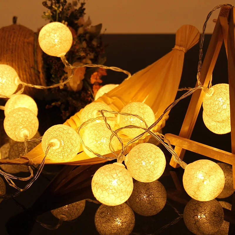 2 3 M 20 LEDs Cotton Ball String Lights Xmas Lover Wedding Party holiday Bedroom Decorations