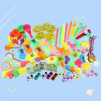 

Besegad 100PCS Mixed Kids Whistles/Medal/Clarinet/Maze/Ring/Water Gun/Sand Hammer Toy for Party Birthday Supplies Assortment Toy