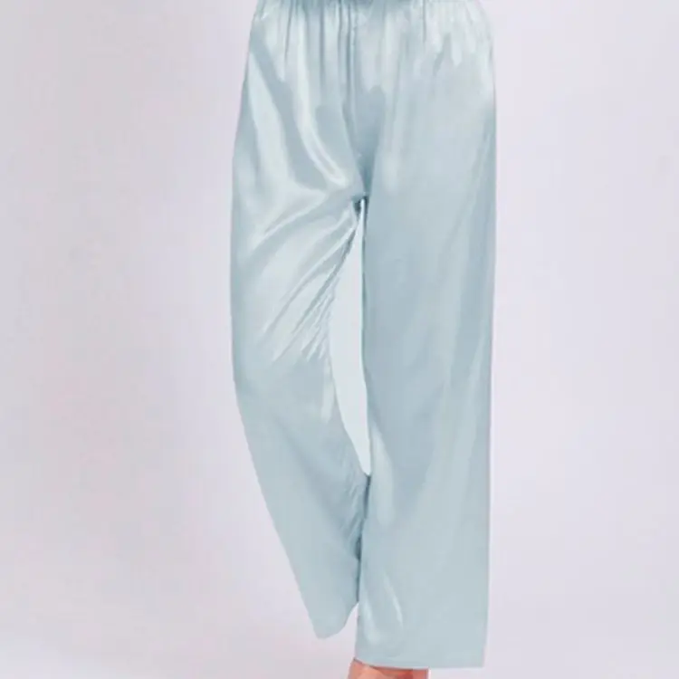 Размера плюс более Размеры d пара Китай качество атласный шелк с эластичной резинкой на талии пижамы сексуальные брюки пижамы шелковые брюки ночь дом Для женщин человек