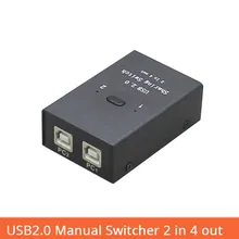 USB Switch selector usb2.0 Hub Manual Sharing 2 in 4 out Keyboard and mouse sharing switch Printer sharing for Compute 2 port printer manual sharing switch blue
