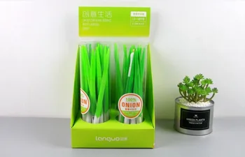 

korea green onion gel ink pen cartoon stationery prize kawaii gift student learning writing pen black neutral pen 40pc/lot