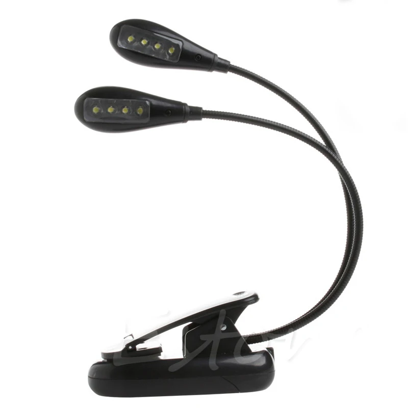

Clip-on Adjustable Dual Arm 8 LED Piano Music Stand Book Light Reading Lamp #K4U3X#