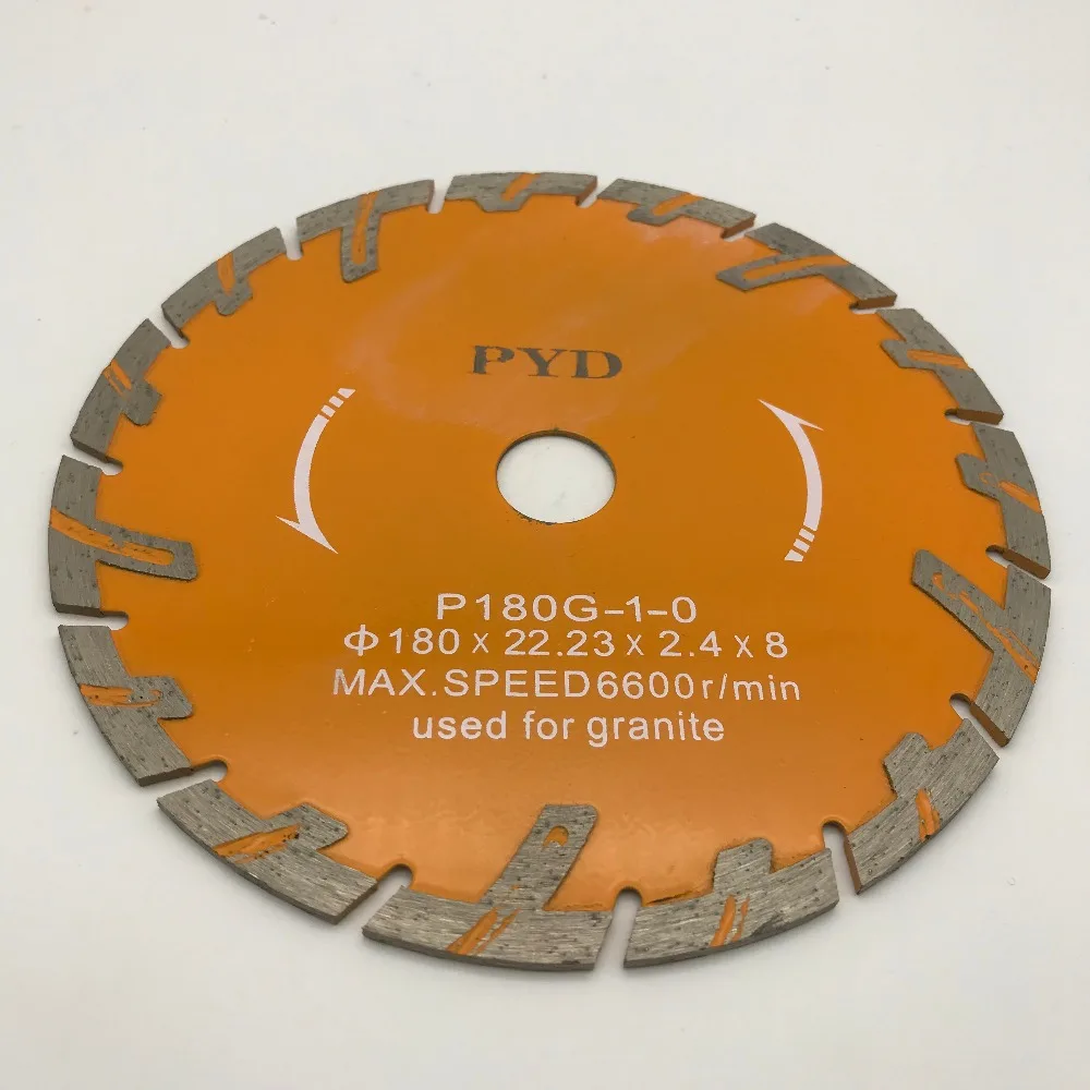 

Diamond Saw Blade 7 inch (180 mm) Protective Teeth Turbo Cutting Disc for Granite Stone inner Hole 22.23 mm