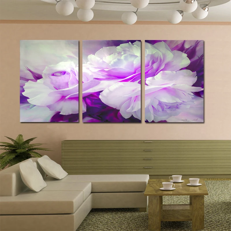 Wall Art Home Decor Purple Flower Wall Pictures for Living Room Print