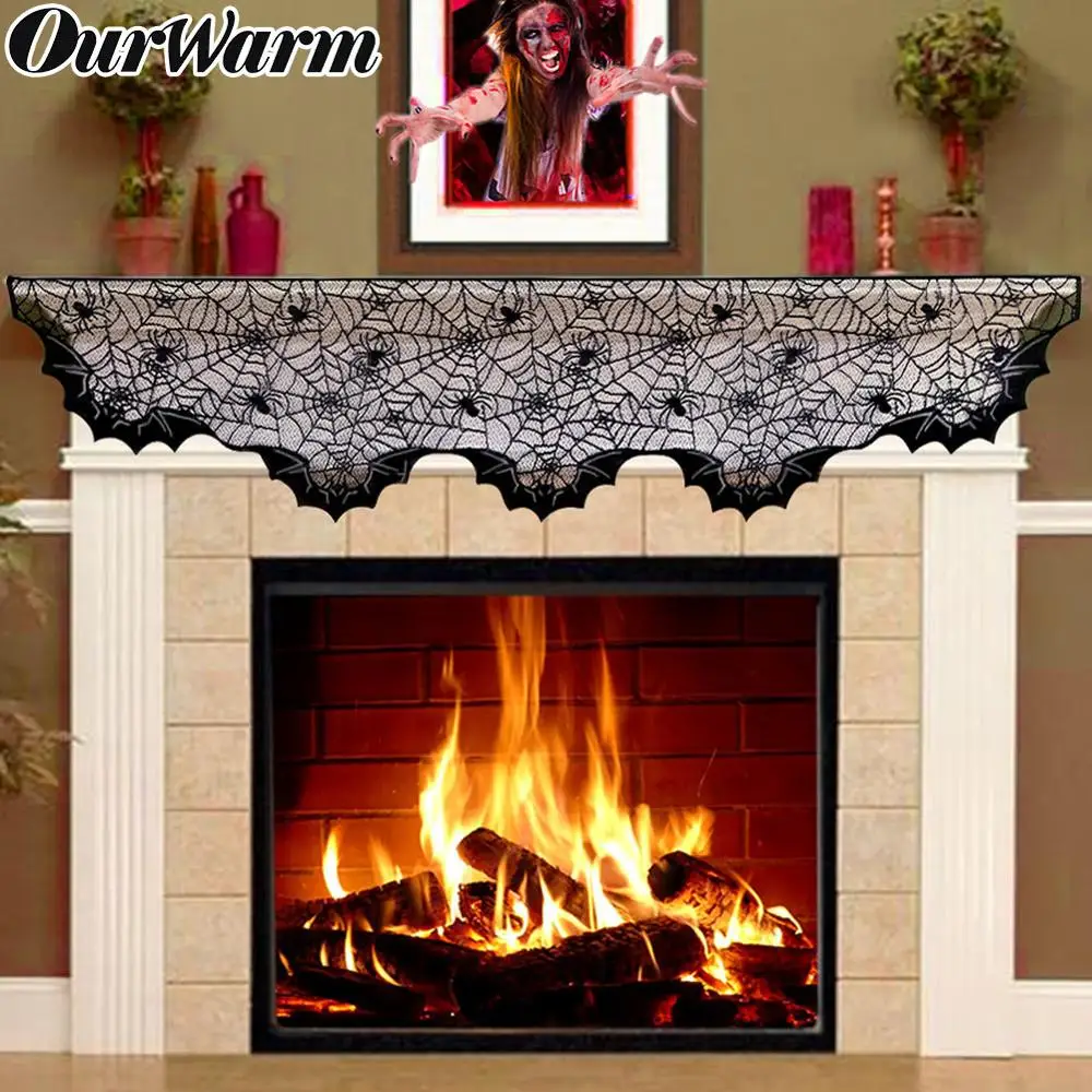 OurWarm аксессуары для празднования Хеллоуина 20*80 дюймов паук веб летучая мышь камин