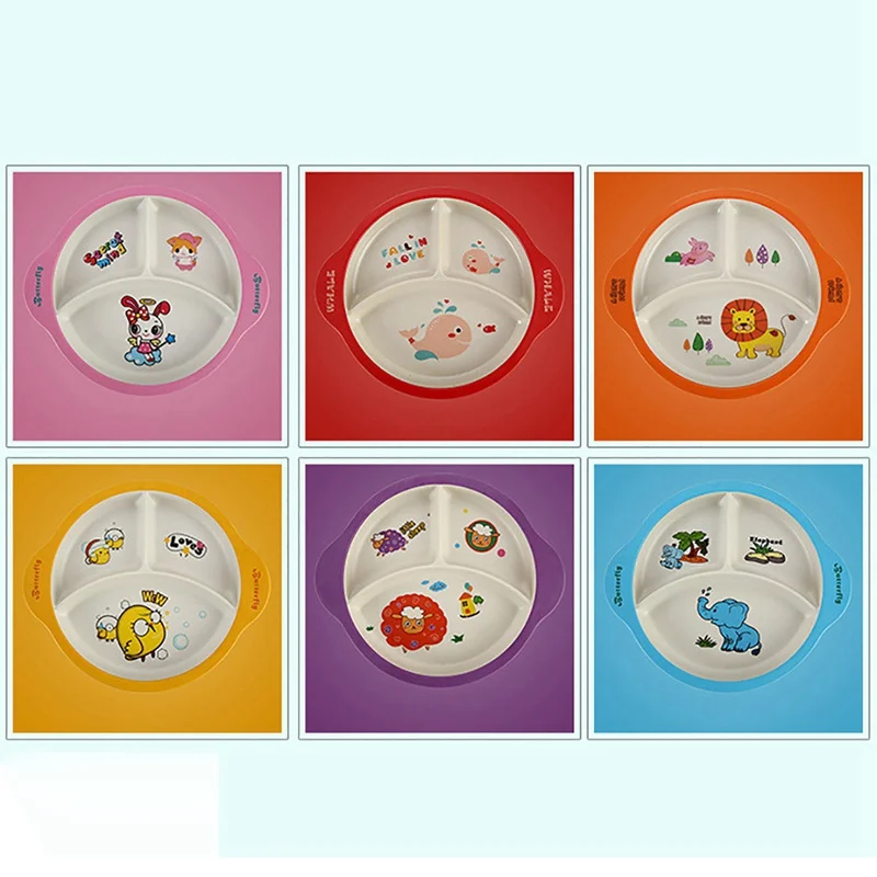 

2019 Baby bowl+spoon+fork Feeding Food Tableware Cartoon Kids Dishes Eating Dinnerware Anti-hot Training Dinner Plate