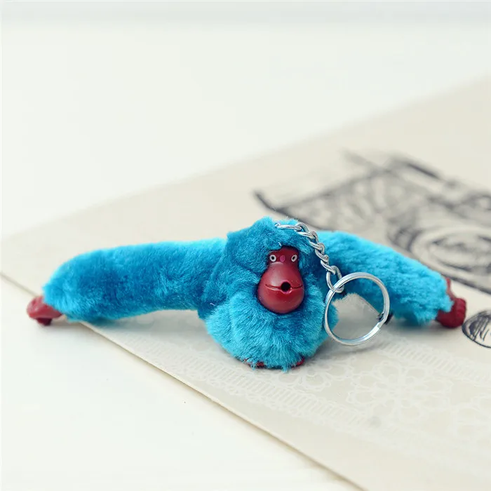 Fashion 10CM Cartoon Orangutan Plush Doll Toy Key Chain Ring Woman Bag Charms Faux Rabbit Fur Pom Pom Monkey Keychain Trinket (7)