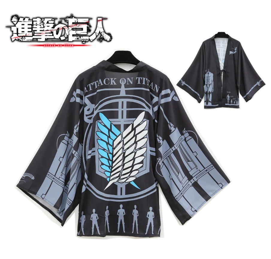 

2017 Cloak Cosplay Anime Attack On Titan Costume Print Kimono Halloween Party Chiffon Coat